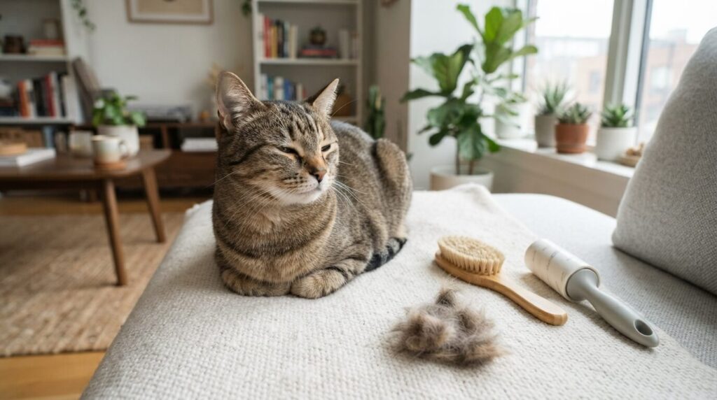 indoor cat grooming guide for shedding and apartment cleaning