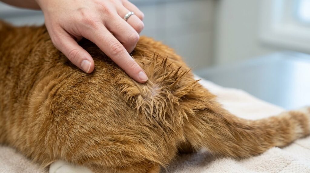 Unkempt fur on the lower back, one of the key signs of cat arthritis in senior cats
