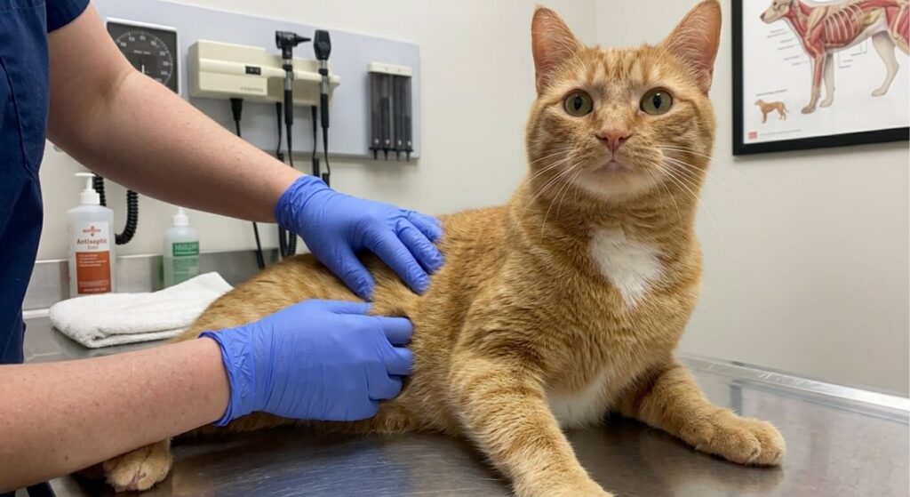 Consulting a vet when cat hairball prevention fails and causes a blockage.