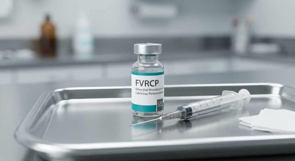 Core vaccines included in a standard indoor cat vaccination schedule.