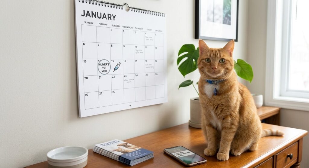 Staying on track with a recommended indoor cat vaccination schedule.