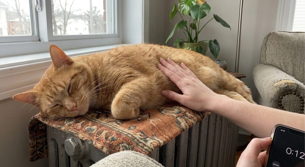 Monitoring breathing rate during a monthly cat health check at home