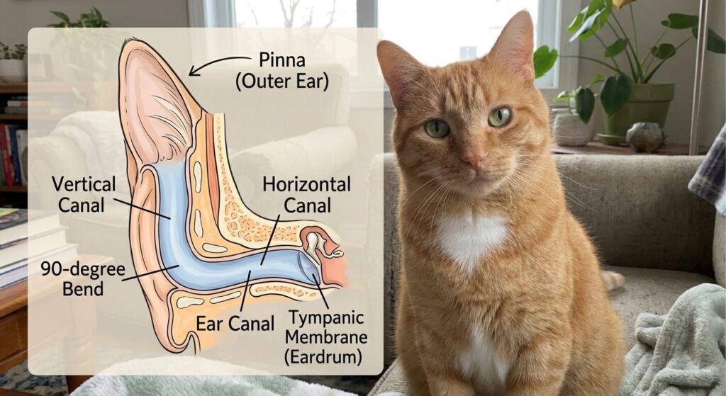 Anatomy of the L-shaped canal to explain how to clean cat ears safely