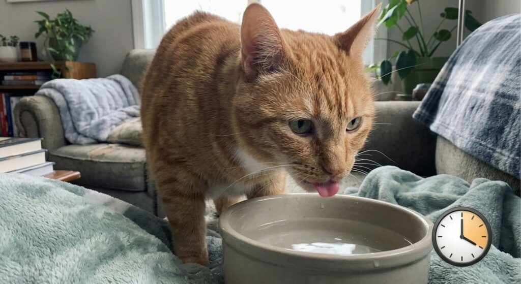 Recognizing increased thirst as one of the primary cat diabetes symptoms.