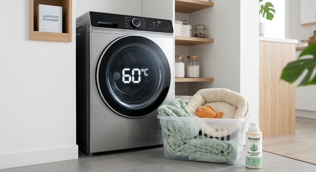 Washing bedding at high temperatures for living with cat allergies in small apartment