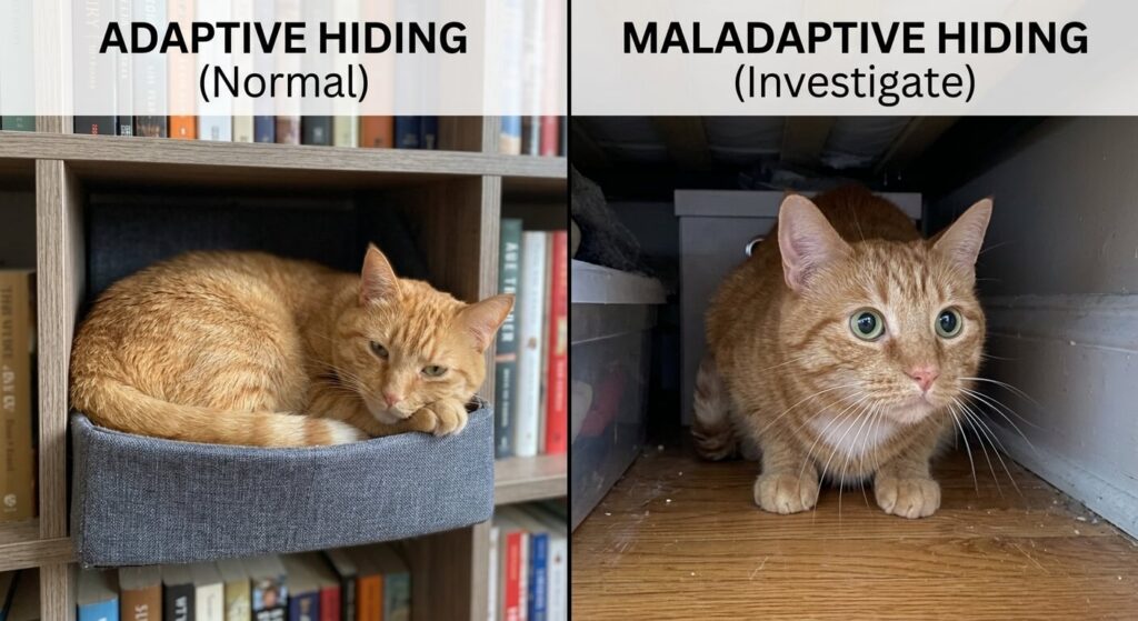 Comparing normal vs abnormal body language to answer why is my cat hiding