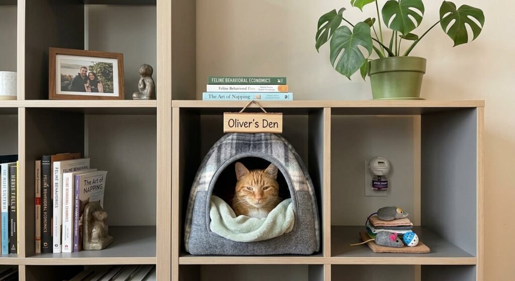 Providing a designated high-level safe spot to satisfy why is my cat hiding instincts