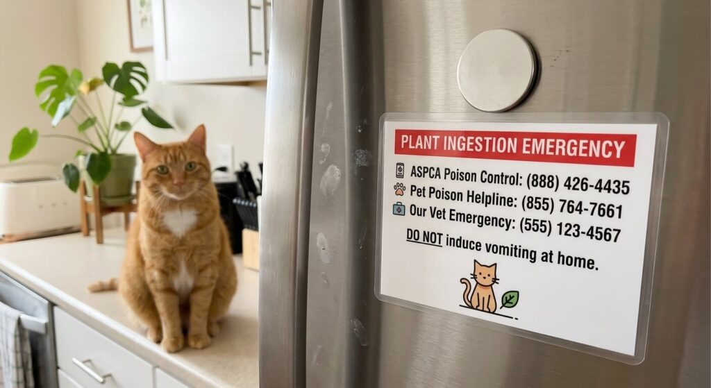 Modern plant cabinet as a physical barrier for how to stop cat from eating plants