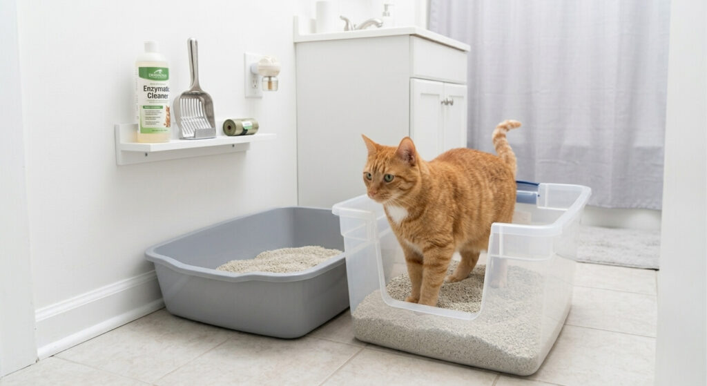 Perfect litter box environment to prevent a cat peeing outside litter box