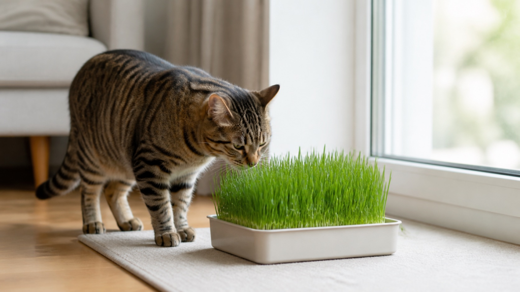 Best cat grass kit in a stable indoor planter for an apartment cat