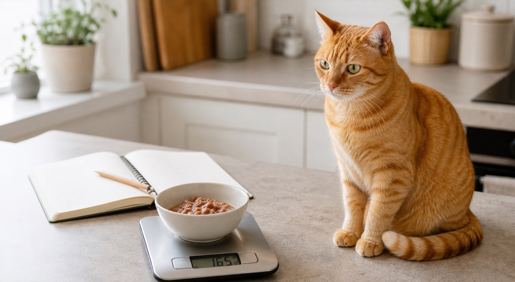 Best wet cat food for weight loss measured on a kitchen scale for an indoor cat