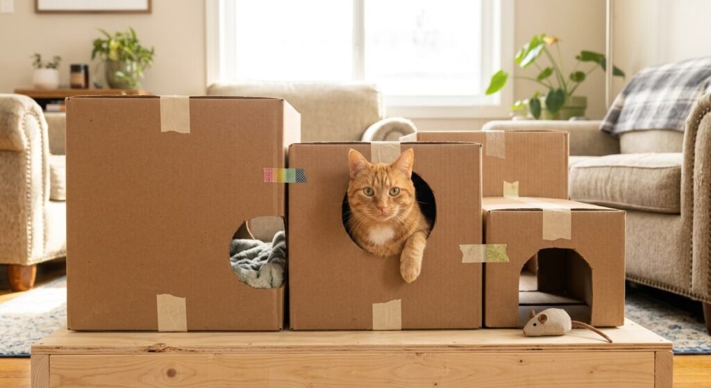 Building a cardboard enrichment maze based on the secrets of why do cats like boxes