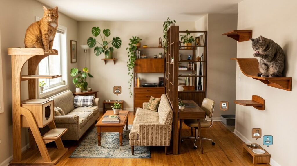 Applying the N+1 rule for litter and water for two cats in studio apartment