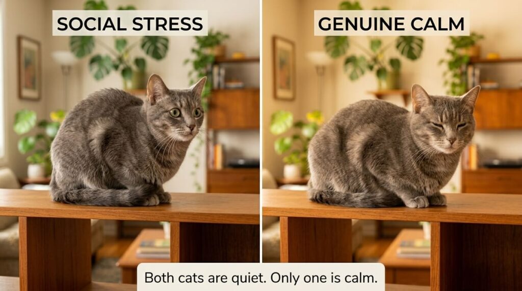 A clinical comparison of social stress vs calm with two cats in studio apartment