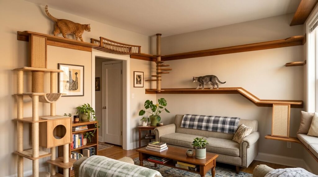 A complete vertical circuit in a small apartment using professional cat superhighway ideas