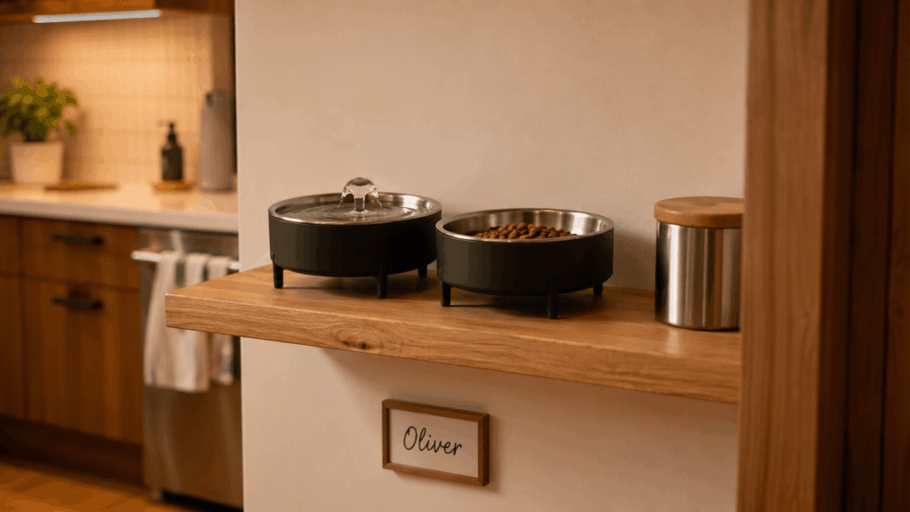 Multifunctional furniture and feeding station for the modern minimalist cat owner