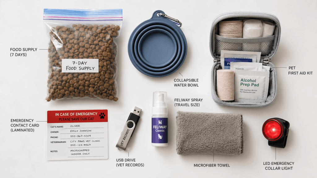 Using door signs and stickers to assist first responders during a cat emergency evacuation