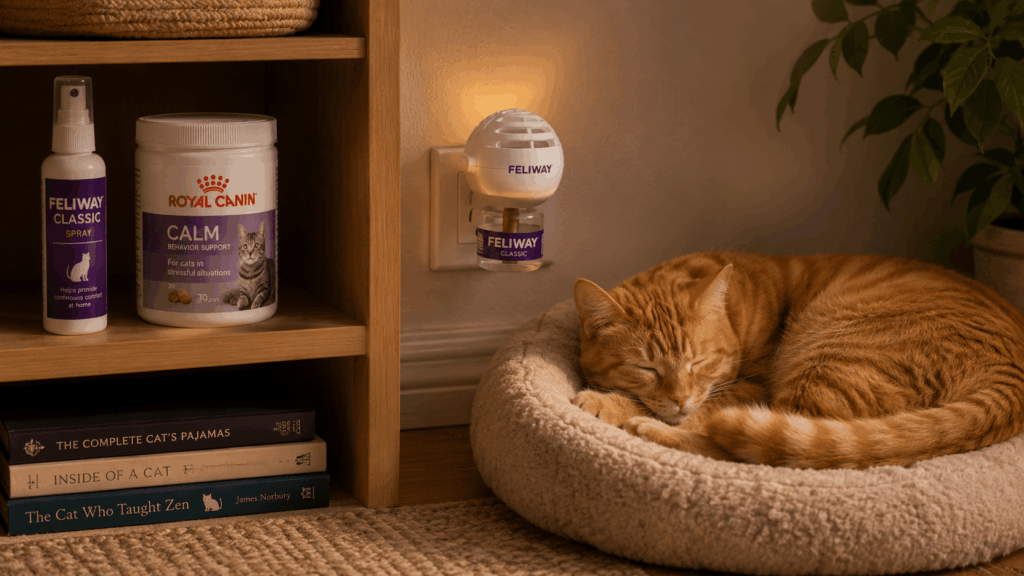 Using pheromones to reduce stress for an apartment cat meowing too much