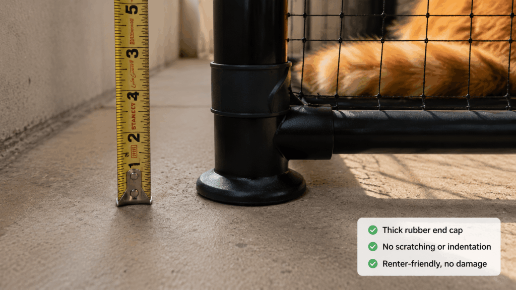 tension pole balcony catio base with rubber end cap for renters