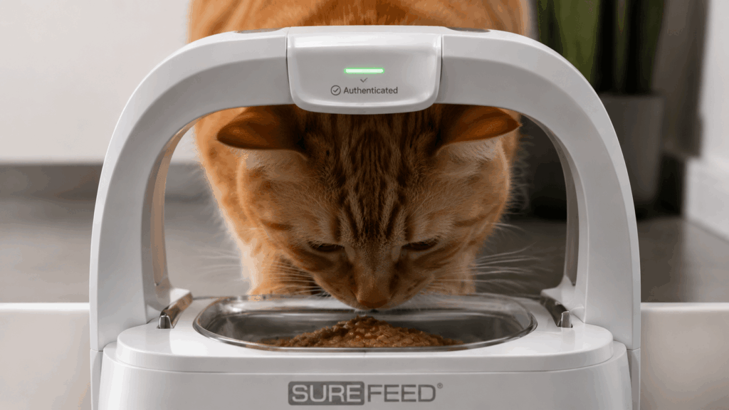 RFID technology in a microchip cat feeder prescription diet ensuring medical compliance.