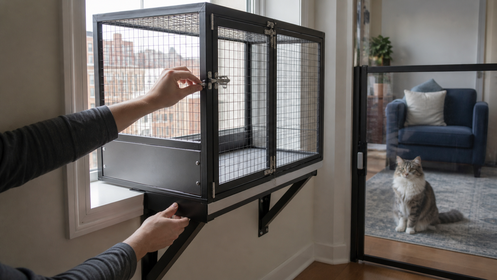 checking the frame and latches of a renter friendly window catio